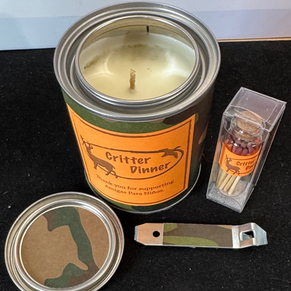 Critter Dinner Candle Gift Set with Opener. Grapefruit scented candle - Picture 2 of 6